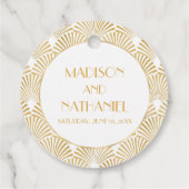 Elegant Goud Wit Geometrische Art Deco Bruiloft Bedankjes Labels (Achterkant)