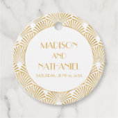 Elegant Goud Wit Geometrische Art Deco Bruiloft Bedankjes Labels (Voorkant)