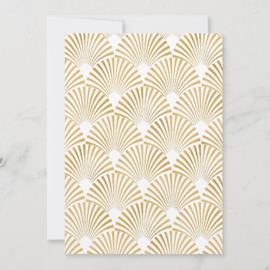 Elegant Goud Wit Geometrische Art Deco Bruiloft Bedankkaart (Achterkant)