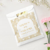 Elegant Goud Wit Geometrische Art Deco Bruiloft Bedankzakje (Gezegeld)