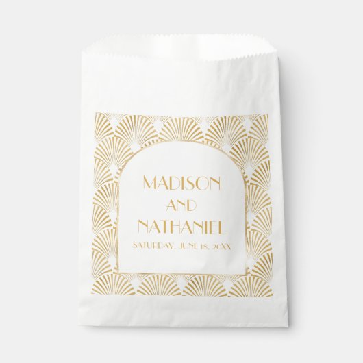Elegant Goud Wit Geometrische Art Deco Bruiloft Bedankzakje (Voorkant)