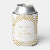 Elegant Goud Wit Geometrische Art Deco Bruiloft Blikjeskoeler (Blikje Voorkant)