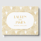 Elegant Goud Wit Geometrische Art Deco Bruiloft Gastenboek (Voorkant)