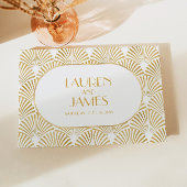 Elegant Goud Wit Geometrische Art Deco Bruiloft Gastenboek