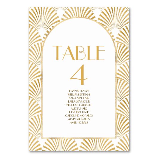 Elegant Goud Wit Geometrische Art Deco Bruiloft Kaart (Voorkant)