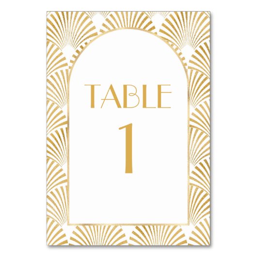 Elegant Goud Wit Geometrische Art Deco Bruiloft Kaart (Voorkant)