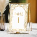 Elegant Goud Wit Geometrische Art Deco Bruiloft Kaart<br><div class="desc">Dit is een elegante gouden witte geometrische art deco trouwtafel nummer!</div>