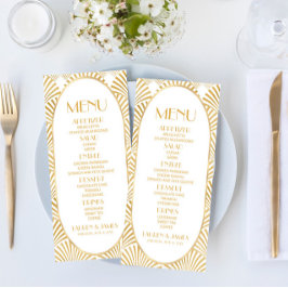 Elegant Goud Wit Geometrische Art Deco Bruiloft Menu