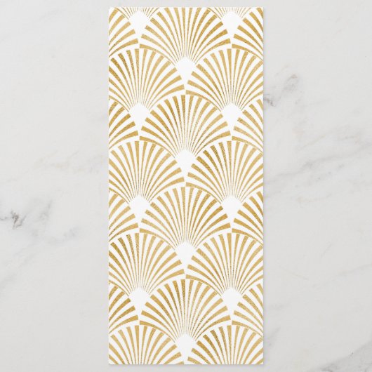 Elegant Goud Wit Geometrische Art Deco Bruiloft Menu (Achterkant)