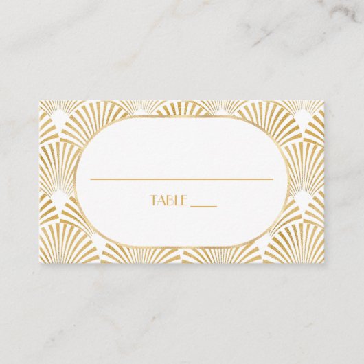 Elegant Goud Wit Geometrische Art Deco Bruiloft Plaatskaartje (Voorkant)