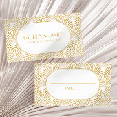 Elegant Goud Wit Geometrische Art Deco Bruiloft Plaatskaartje
