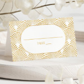 Elegant Goud Wit Geometrische Art Deco Bruiloft Plaatskaartje