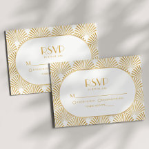 Elegant Goud Wit Geometrische Art Deco Bruiloft