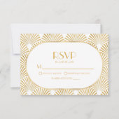 Elegant Goud Wit Geometrische Art Deco Bruiloft RSVP Kaartje (Voorkant)