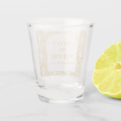 Elegant Goud Wit Geometrische Art Deco Bruiloft Shot Glas (Achterkant)