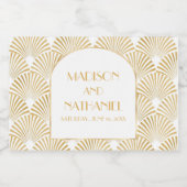 Elegant Goud Wit Geometrische Art Deco Bruiloft Sparkling Wijnetiket (Enkel label)