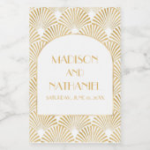 Elegant Goud Wit Geometrische Art Deco Bruiloft Wijn Etiket (Enkel label)