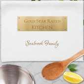 Elegant Goud Wit Gepersonaliseerde Familienaam Log Theedoek