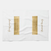 Elegant Goud Wit Gepersonaliseerde Familienaam Log Theedoek (Horizontaal)