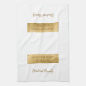 Elegant Goud Wit Gepersonaliseerde Familienaam Log Theedoek (Verticaal)