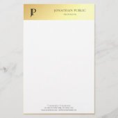 Elegant Goud Wit Gepersonaliseerde Moderne Sjabloo Briefpapier (Voorkant)