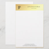 Elegant Goud Wit Gepersonaliseerde Moderne Sjabloo Briefpapier (Voorkant / Achterkant)