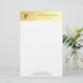 Elegant Goud Wit Gepersonaliseerde Moderne Sjabloo Briefpapier (Staand voorkant)