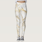 Elegant Goud Wit Grijs Marmer Leggings (Voorkant)