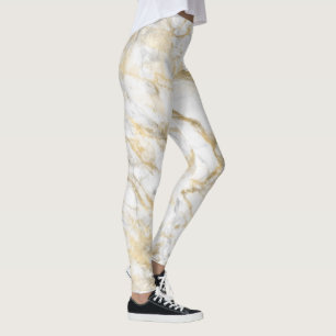 Elegant Goud Wit Grijs Marmer Leggings