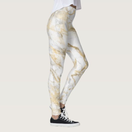 Elegant Goud Wit Grijs Marmer Leggings (Rechts)