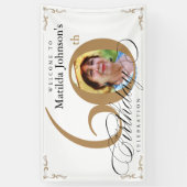 Elegant Goud Wit Kalligrafie Foto 60e Verjaardag Spandoek (Verticaal)