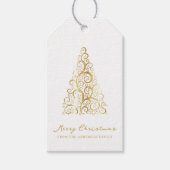 Elegant Goud Wit Kerstboom Custom Cadeaulabel (Voorkant)
