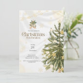 Elegant Goud & Wit Kerstboom Holiday Party Kaart (Staand voorkant)