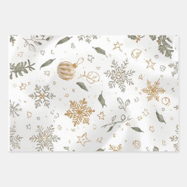 Elegant Goud & Wit Kerstmis 19 "x29" Inpakpapier Vel