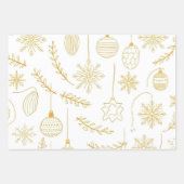Elegant Goud & Wit Kerstmis 19 "x29" Inpakpapier Vel (Voorkant 3)