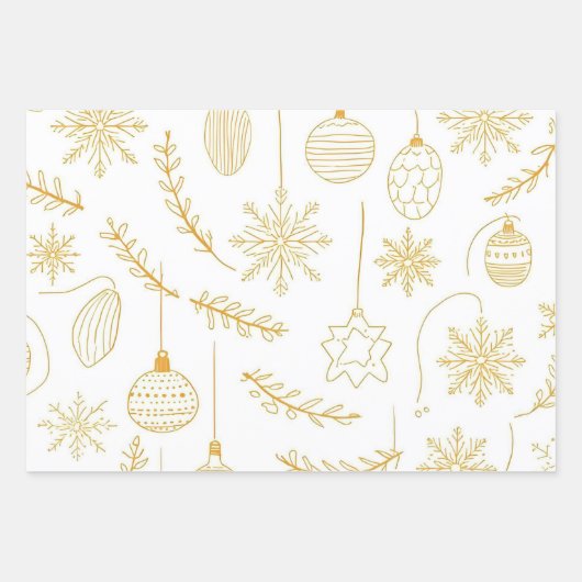 Elegant Goud & Wit Kerstmis 19 "x29" Inpakpapier Vel (Voorkant 3)