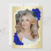 Elegant Goud Wit Koninklijk Blauw Foto 50ste Verja Kaart (Achterkant)