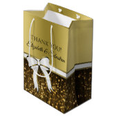Elegant Goud Wit Lint Bruiloft Dank u Medium Cadeauzakje (Achterkant Gekanteld)