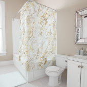Elegant goud wit marmerpatroon douchegordijn (In situ)
