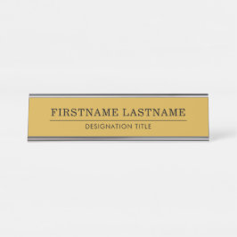 Elegant Goud Wit met naam Titel Eenvoudige lijn  Bureau Naambordje