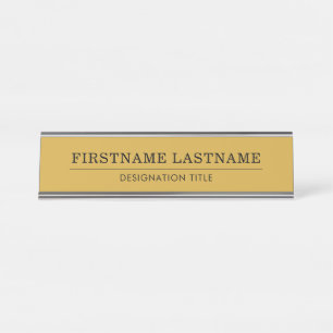 Elegant Goud Wit met naam Titel Eenvoudige lijn Bureau Naambordje