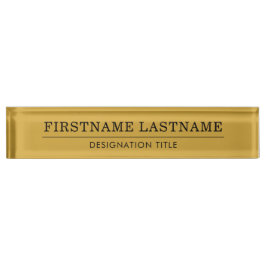 Elegant Goud Wit met Naam Titel Eenvoudige Lijn  Naambordje