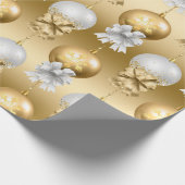Elegant Goud Wit Metallic Kerstversieringen Cadeaupapier (Hoek)
