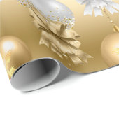 Elegant Goud Wit Metallic Kerstversieringen Cadeaupapier (Rol Hoek)