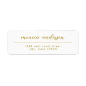 Elegant Goud Wit Minimalistisch Script Naam Etiket (Voorkant)