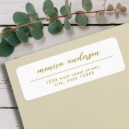Elegant Goud Wit Minimalistisch Script Naam Etiket
