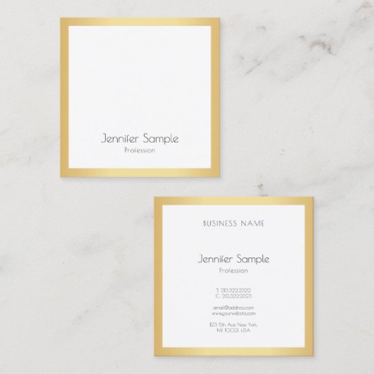 Elegant Goud Wit Moderne Professionele Sjabloon Vierkante Visitekaartje (Voorkant / Achterkant)
