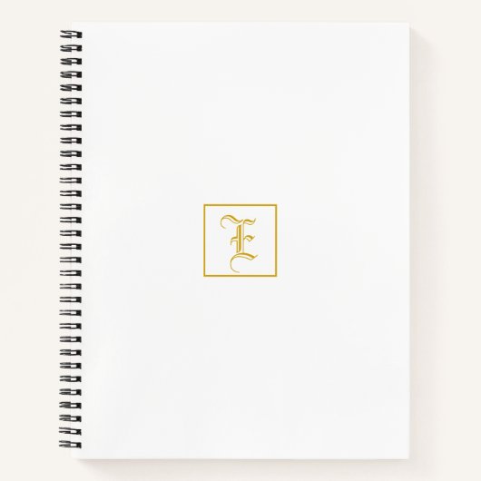 Elegant Goud Wit Monogram Gepersonaliseerd Notitie Notitieboek (Voorkant)
