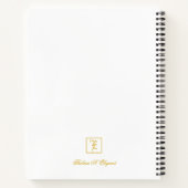 Elegant Goud Wit Monogram Gepersonaliseerd Notitie Notitieboek (Achterkant)
