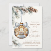 Elegant Goud Wit Ornament Kerst Baby shower Kaart (Voorkant)